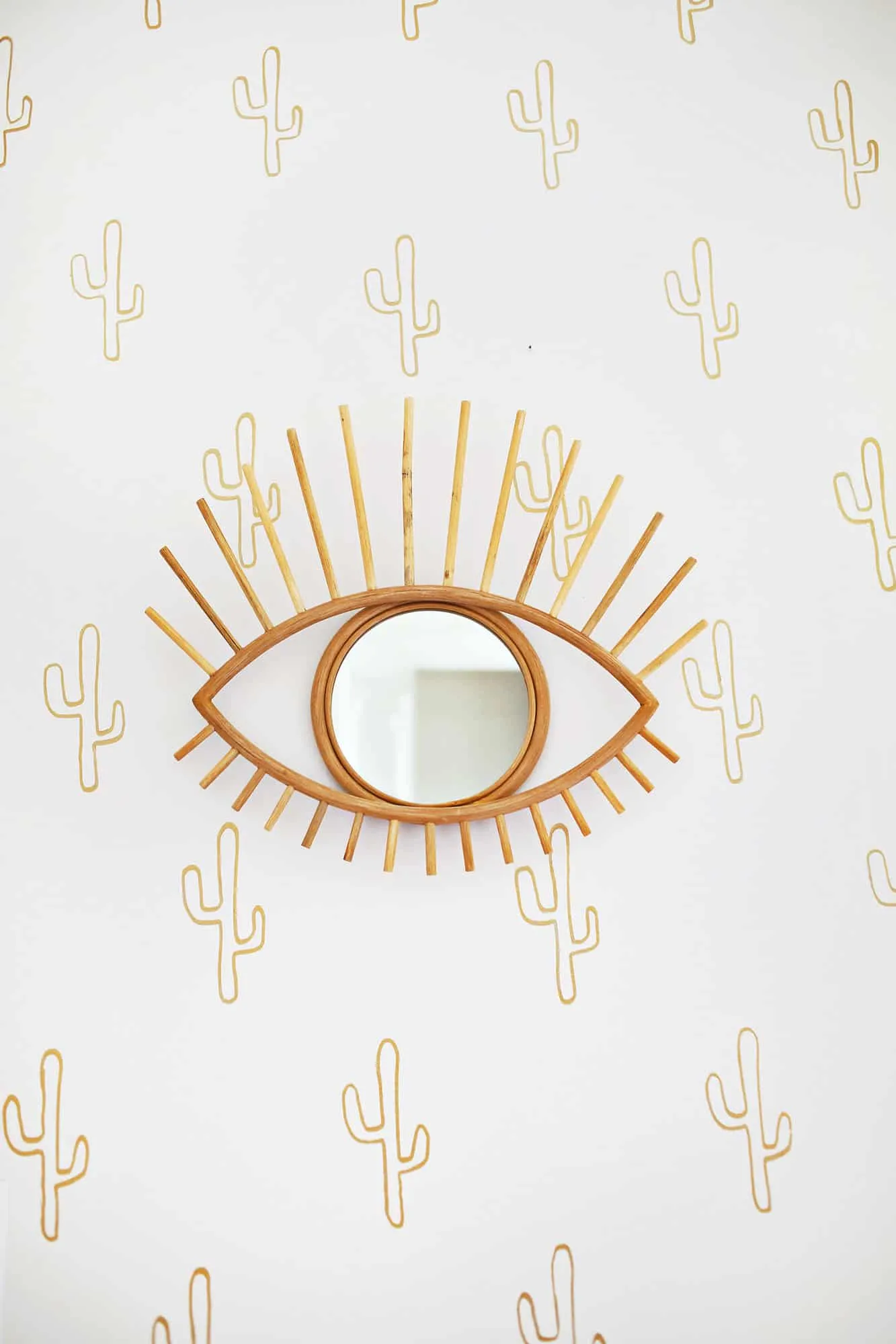 Eye Mirror with Cactus Wallpaper