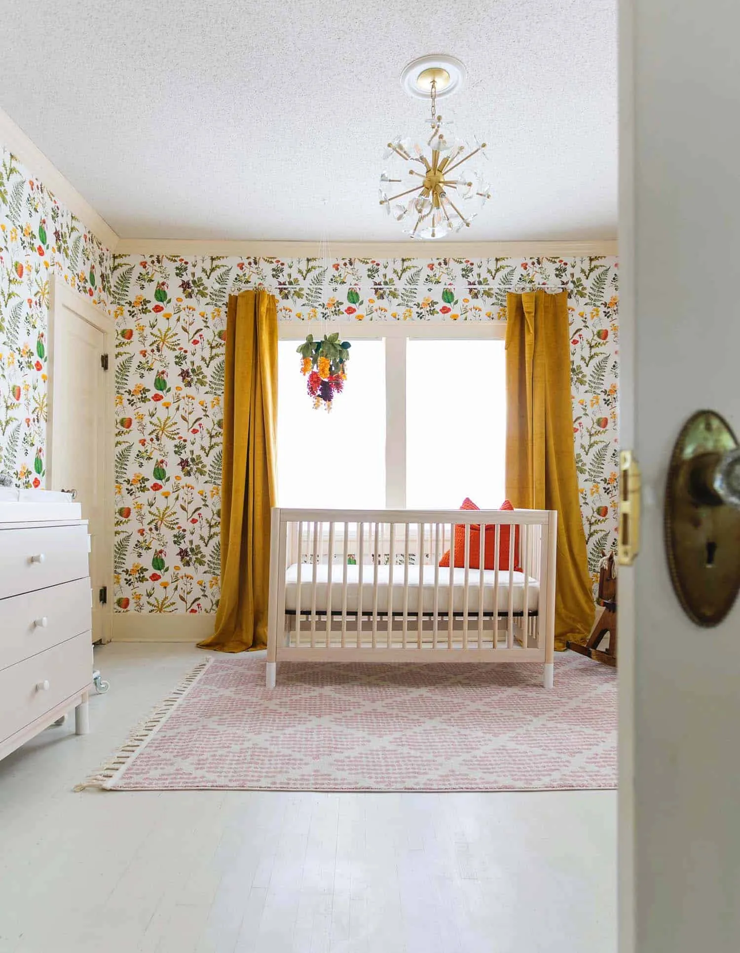 Nursery with Floral Wallpaper