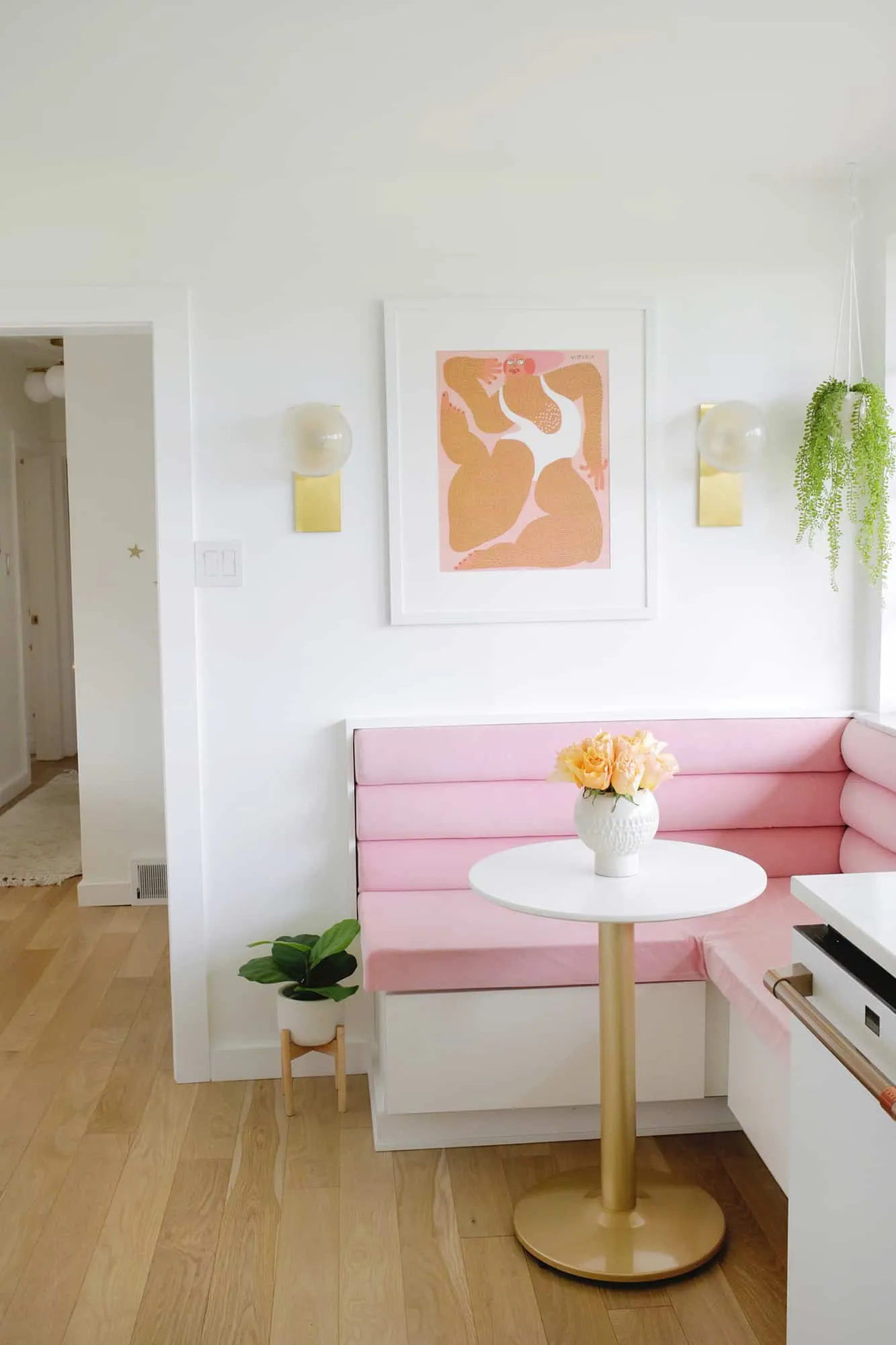 Pink Velvet Banquette