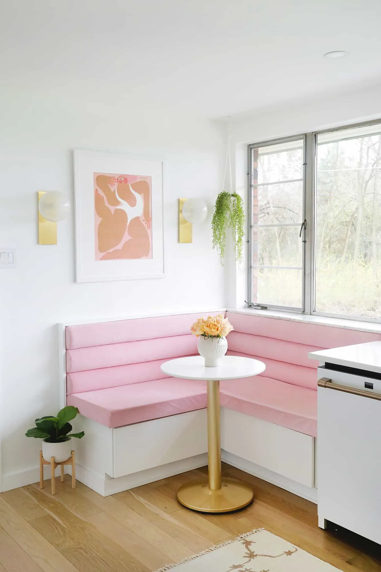 Pink Velvet Banquette