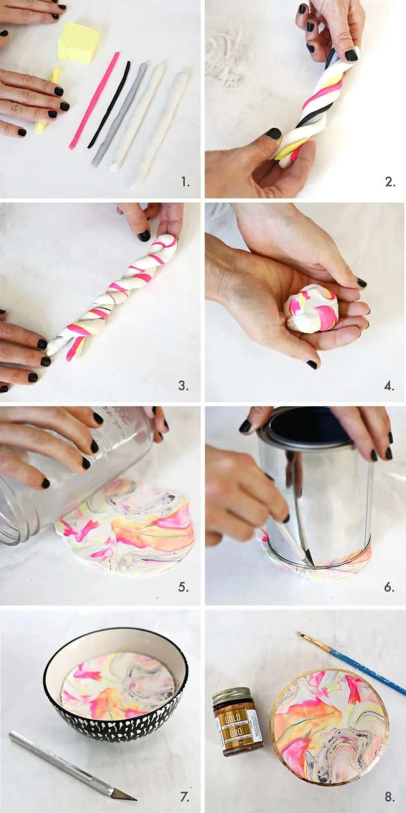 Steps to Create Marbled Clay Jewelry Dish