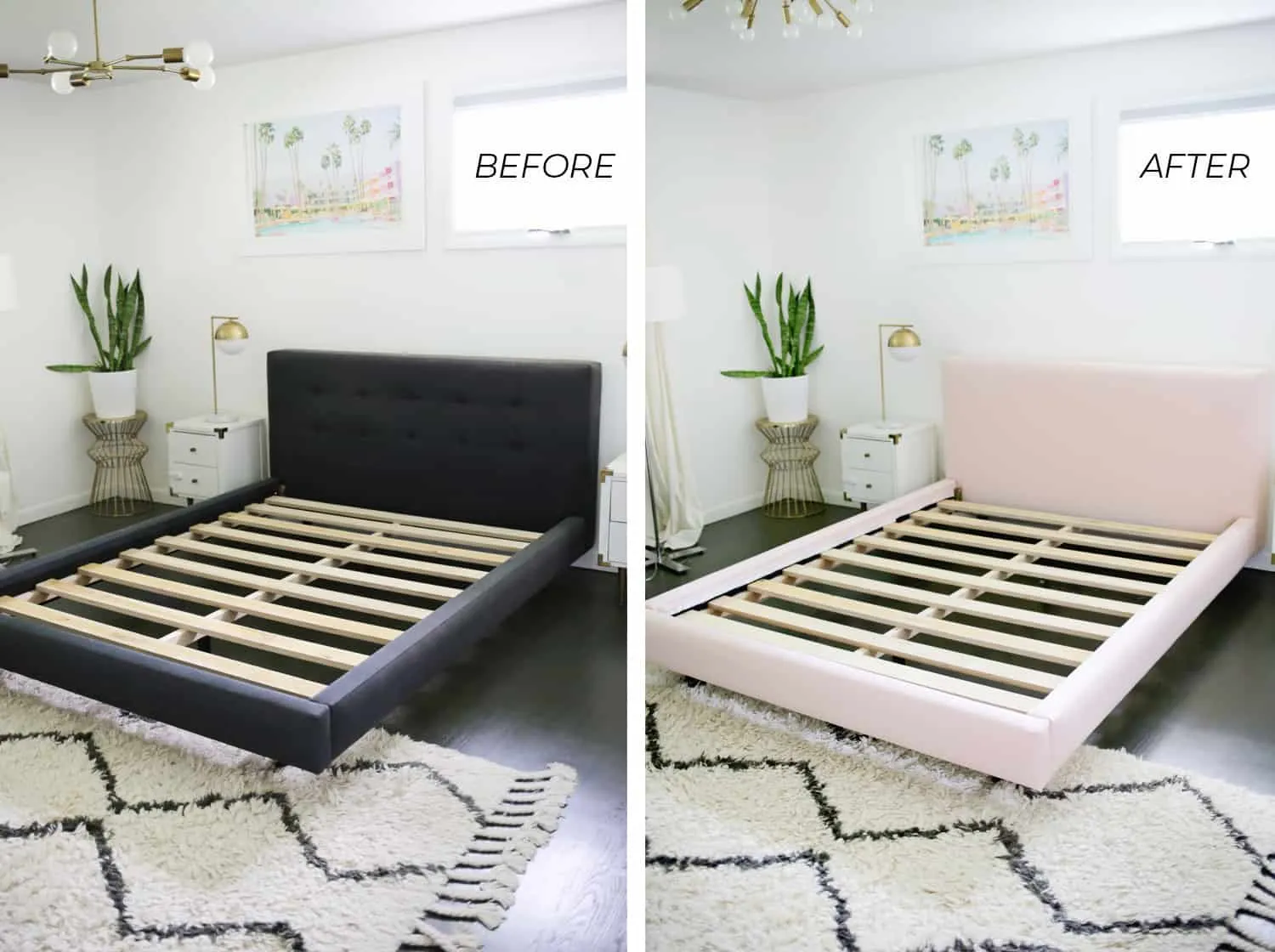 Reupholster Your Bed Frame in One Afternoon (No-Sew Option Too)!