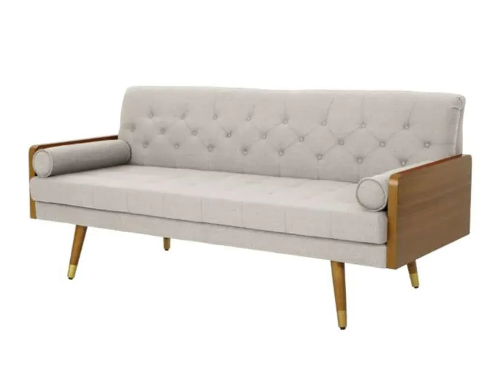 Wood Side Mid-Century Sofa