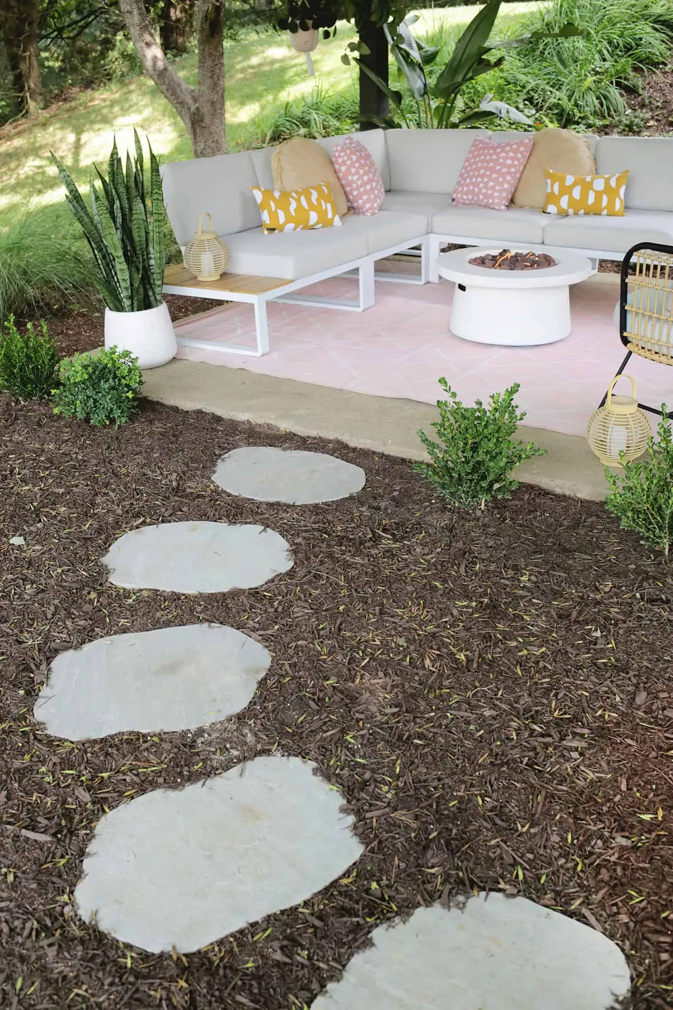 Stone walkway to a pavilion