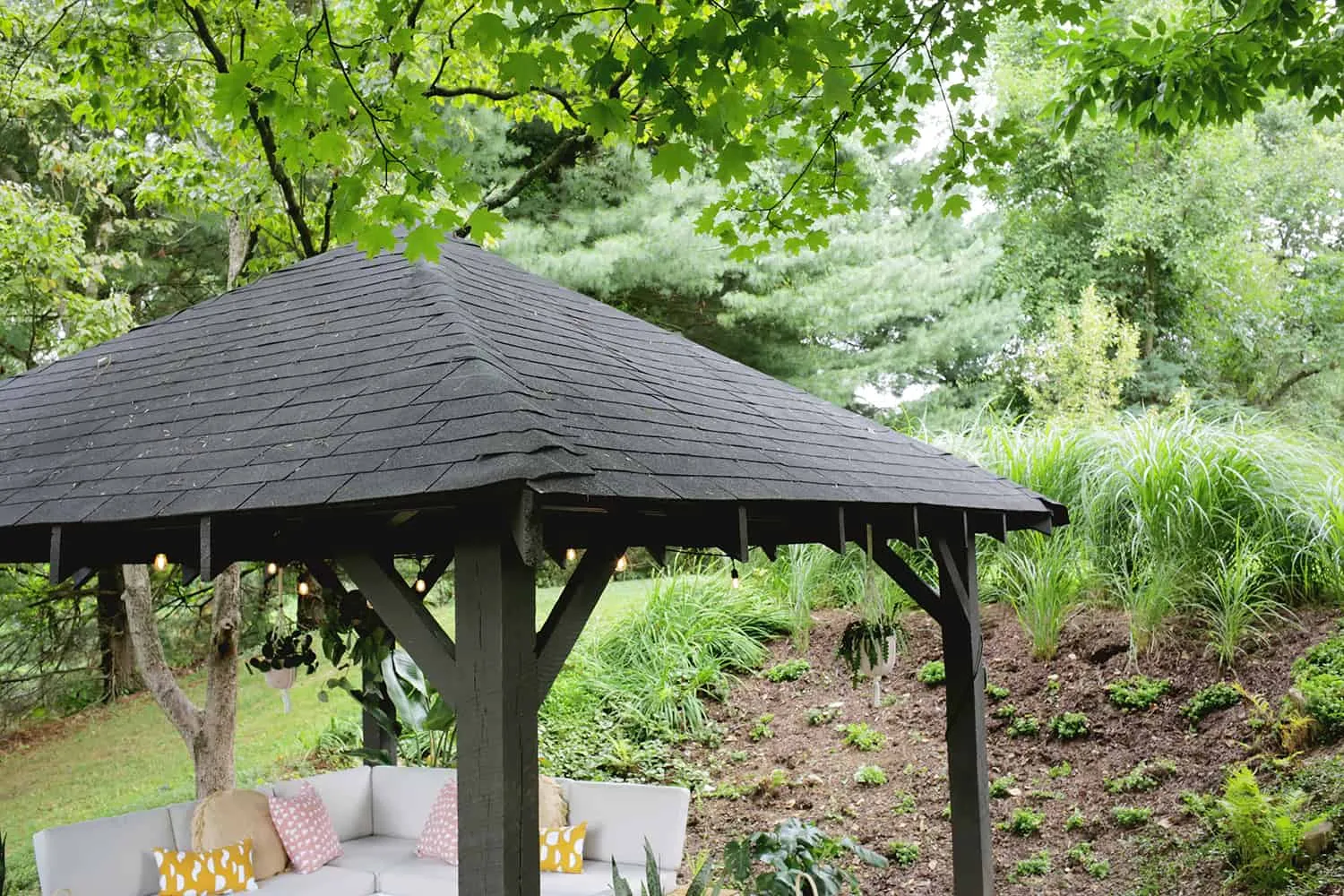 Painted shingle pavilion roof